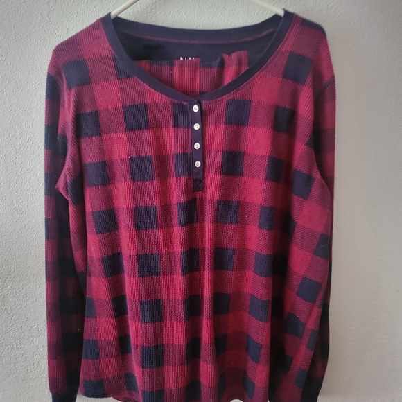 Nautica Pajamas pants shirt red black plaid long sleeve top button closure XXL - Picture 2 of 6